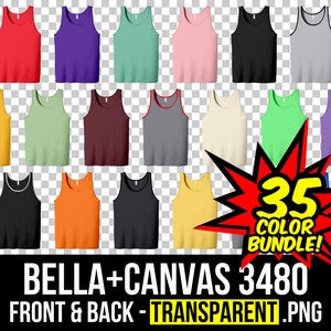 Maqueta de Bella Canvas 3480, parte delantera y trasera, maqueta de camiseta sin mangas unisex PNG, 3480 transparente, parte delantera y trasera 3480, paquete de maquetas