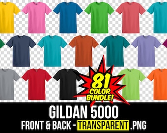 Gildan 5000 Flat Lay Mockup Bundle | G500 T-Shirt Flatlay Mock-up Bundle