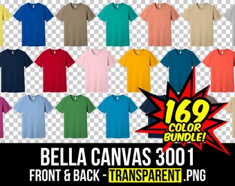 Bella Canvas 3001 T-Shirt Mockup Bundle, Front & Back PNG (Digital Download)