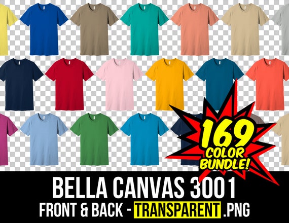 Bella Canvas 3001 T-Shirt Mockup Bundle, Front & Back PNG (Digital Download)