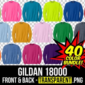 Gildan 18000 Front and Back Mockup Bundle, Crewneck Sweatshirt Mockup PNG, G180 Transparent, Front and Back 18000, Mock Up Bundle G180