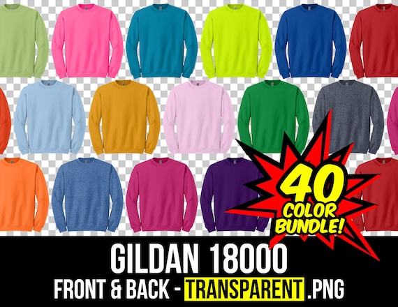 Gildan 18000 Sweatshirt Mockup Bundle, Front & Back PNG (Digital Download)