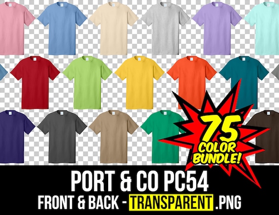 Port & Co PC54 Front and Back Mockup Bundle, T-Shirt Mockup, Port and Company PC54 Mockup Bundle, Mock Up Bundle