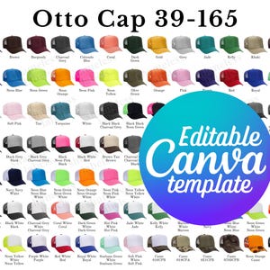 Editable Otto Cap 39-165 Color Chart & Size Chart, Hat Canva Template ...