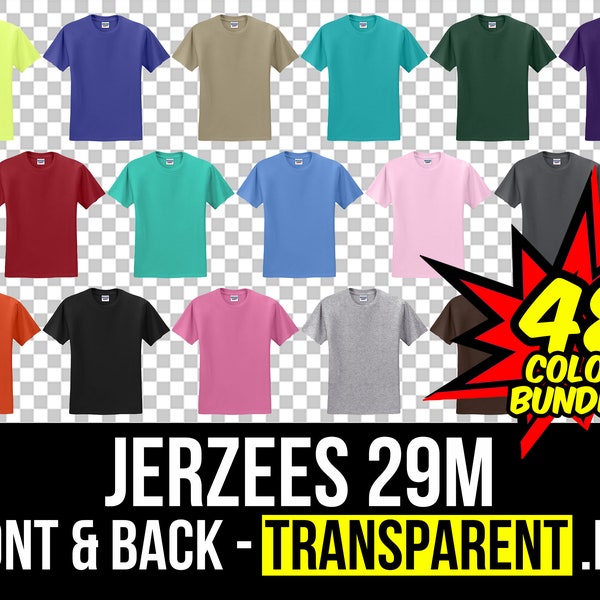 Jerzees 29 Front and Back Mockup Bundle, Jerzees 29 Mockup PNG, 29M Transparent, Front and Back 29M, Mock Up Bundle 29M