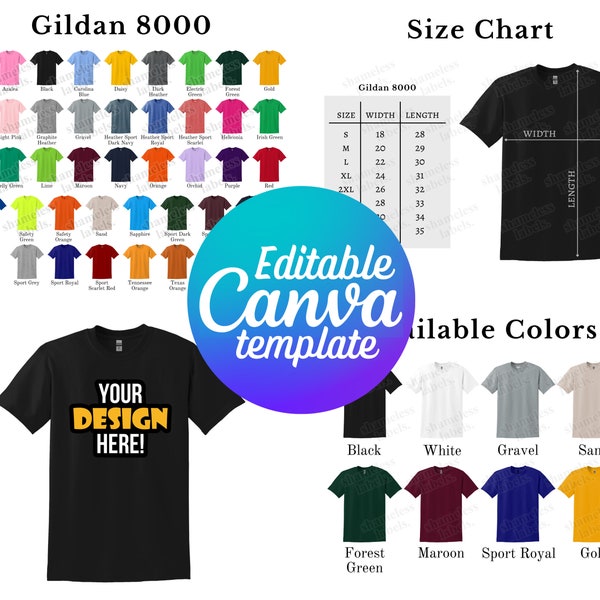 Gildan G8000 Color Chart Etsy