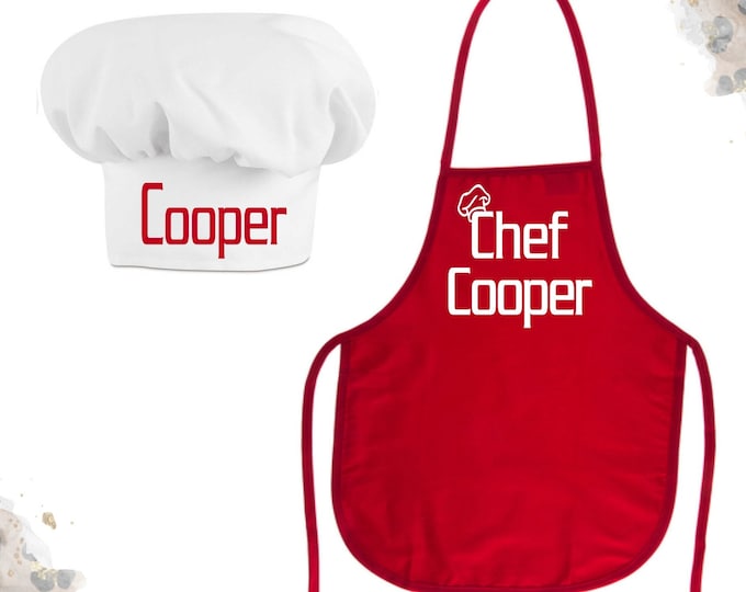 Personalized Chef Hat and Chef Apron / Kids Chef Apron and Chef Hat / Adult Chef Hat and Apron / Kids Chef Hat / Kids Chef Apron