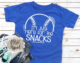 I'm Just Here for The Snacks Shirt / Youth Baseball Shirt / Youth Softball Shirt / Baseball Brother Shirt / Baseball Sister Shirt / Softball