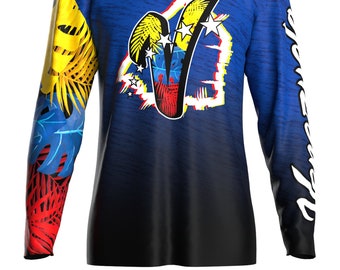 Blue Sublimation Jersey with the Shield of Venezuela: Style that Inspires Passion.