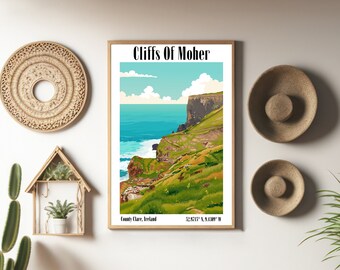 Cliffs of Moher Travel Poster: Ireland Coastal Art (Digital Download)