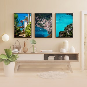 Amalfi Coast Photography Prints - Set of 3 Digital Downloads | Coastal Decor, Modern Art Prints, Instant Download Wall Art, Positano