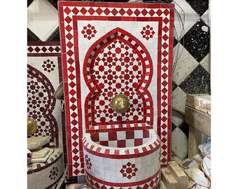 Moroccan Berber Ceramic Handmade water Fountain, Custom Artisanal Premium Zelije water Fountain, Classic Traditional water Flor Fountain