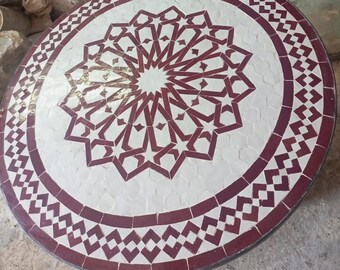 Fabulous Moroccan Ceramic handcraft  Mosaic Round Table, Custom Home Natural Garden Indoor Table, Berber Artisanal Unique Zelij Table