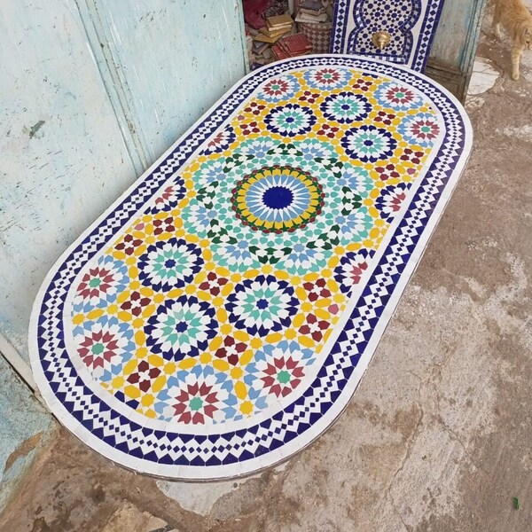 Beautiful Moroccan Ceramic handcraft Multicolor Table, Customized Unique Mosaic Home Decor, Traditional Premium Zelij Natural GardenTable