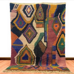 Exclusive Boujaad Bedroom Cushion wool Rug, Customized Moroccan Premium HandKnotted Home Decor, Ethnic Berber Nursery Room Cushion Rug Style