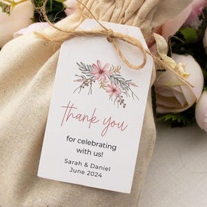 PRINTED floral thank you tags-bridal shower tags-boho flowers bridal tags