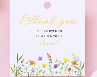 PRINTED wildflower thank you tags-bridal shower favor tags