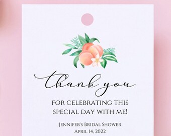 PRINTED peach thank you tags-birthday favor tags-peach printed tags-baby shower-baptism gift tag