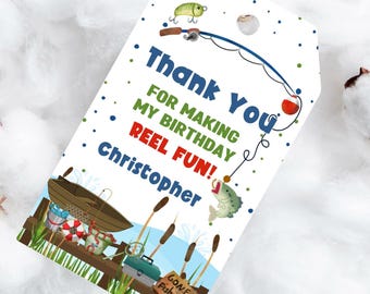 PRINTED fishing thank you tags-fish birthday favor tags-fishing printed tags
