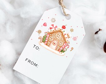 PRINTED Christmas gingerbread house gift tags-present tags-printed tags-christmas gift tags-christmas hanging tags-holiday gift tag