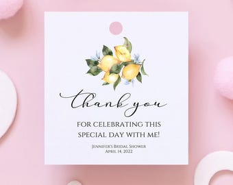 PRINTED lemon thank you tags-bridal shower favor tags-lemon printed tags-wedding favor tags