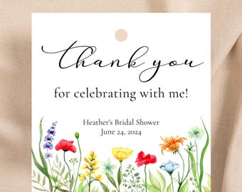 Wildflower Thank You Tags, Bridal Shower Favors