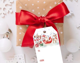 PRINTED Christmas gift tags-gift tags-printed tags-santa christmas tags-christmas gift tags-christmas hanging tags-reindeer tag