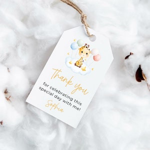 PRINTED giraffe thank you tags-giraffe favor tags-baby shower favor tags