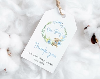 PRINTED gift tags-birthday favor tags-teddy bear printed tags-baby shower-baptism gift tag-baby shower gift tags-teddy bear tags-hang tags