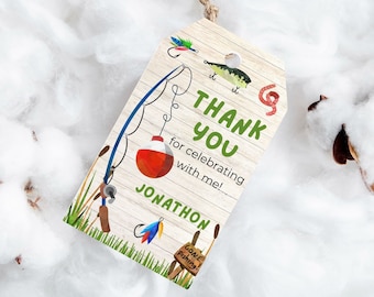 PRINTED fishing thank you tags-fish birthday favor tags-fishing printed tags