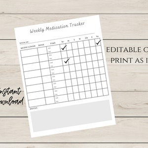 Medication tracker-medication log-medicine template-printable tracker-medication schedule