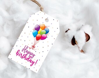 PRINTED gift tags-birthday favor tags-printed tags-happy birthday tag-favor gift tags-birthday balloon gift tag