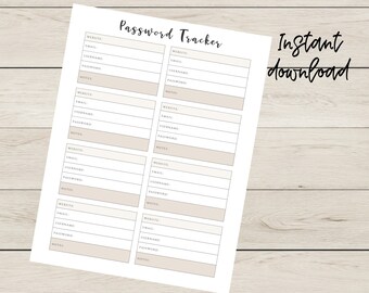 Password tracker-password tracker printable-password log-password log template-password tacker sheet-password keeper printable