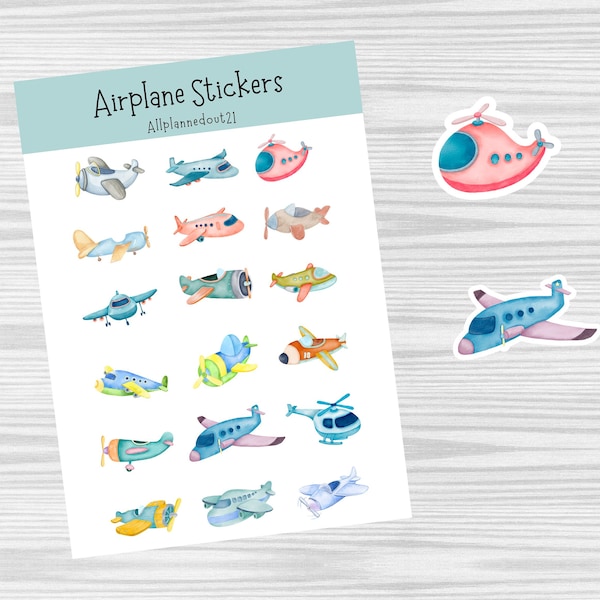 Airplane stickers-planner stickers-plane sticker sheet-airplanesticker sheet-vinyl sticker sheet-journaling-scrapbooking