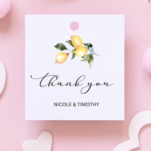 PRINTED lemon thank you tags-bridal shower lemon favor tags-lemon theme printed tags