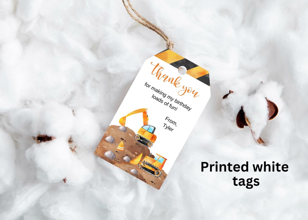 PRINTED Gift Tagsbirthday Gift Tagsprinted Tagsconstruction Birthday