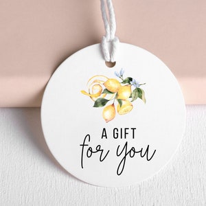 PRINTED gift tags-birthday favor tags-lemon printed tags-bridal shower-baptism gift tag-baby shower gift tags-round lemon gift tag