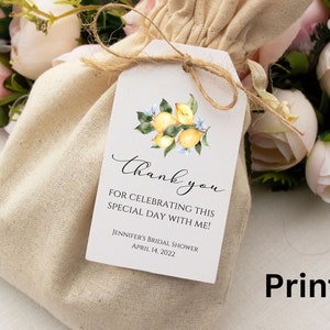 PRINTED lemon thank you tags-gift tags-bridal shower tags-lemon favor tags
