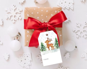 PRINTED reindeer Christmas gift tags-gift tags-holiday gift tags-christmas tags for presents