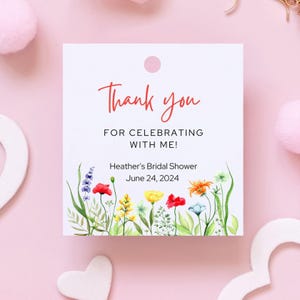 PRINTED wildflower thank you tags-bridal shower favor tags-wildflower printed tags-baby shower gift tags-wildflower square gift tag
