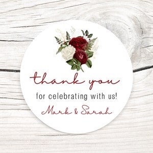 PRINTED floral bridal shower stickers-Personalized wedding favor Labels-favor stickers-treat stickers-round stickers