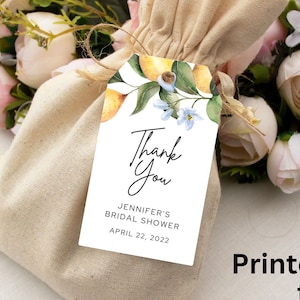 PRINTED lemon favor tags-lemon thank you tags-bridal shower tags-wedding favor tags