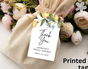 PRINTED lemon favor tags-lemon thank you tags-bridal shower tags-wedding favor tags
