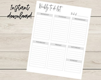 Weekly to do list printable-weekly task list-weekly to do list template-weekly to do list-weekly to do list digital-to do list printable