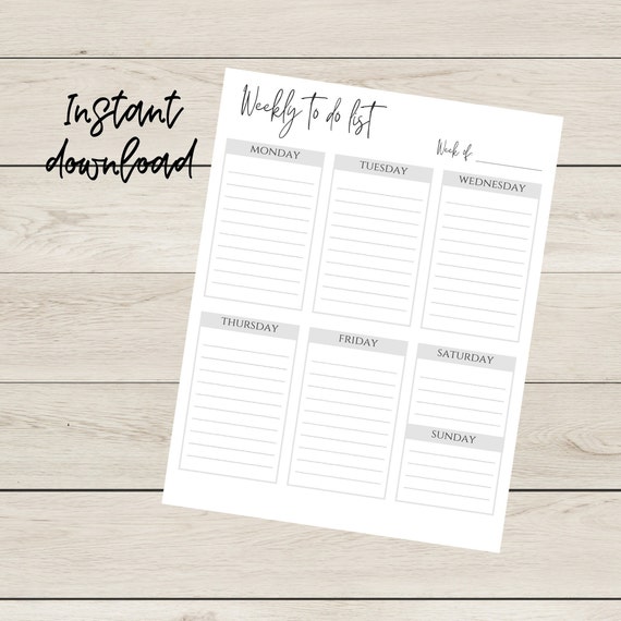 Weekly to Do List Printable-weekly Task List-weekly to Do List - Etsy