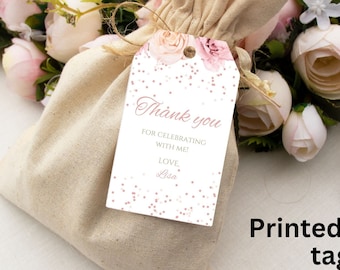 PRINTED gift tags-gift tags-printed tags-simple bridal shower tags-pink rose gift tags- shower tags-simple rose bridal tags