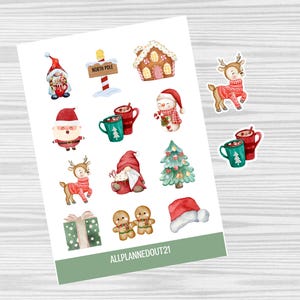 Printed christmas sticker sheet-planner stickers-christmas stickers-holiday sticker sheet-vinyl sticker sheet-journaling-scrapbooking