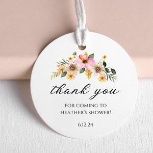 PRINTED gift tags-birthday favor tags-flower printed tags-bridal shower-baptism gift tag-baby shower gift tags-round floral gift tag