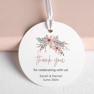 PRINTED gift tags-birthday gift tags-flower printed tags-bridal shower-baptism gift tag-baby shower gift tags-round floral gift tag-hang tag