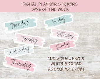 Day of the week stickers digital-digital planner stickers-planner stickers days of the week-digital stickers-digital stickers png-stickers